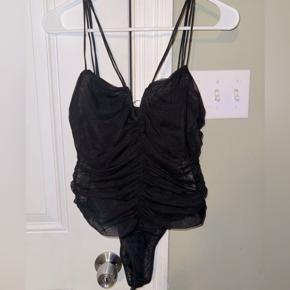 Zara Sheer Double Layer Bodysuit Large NWOT